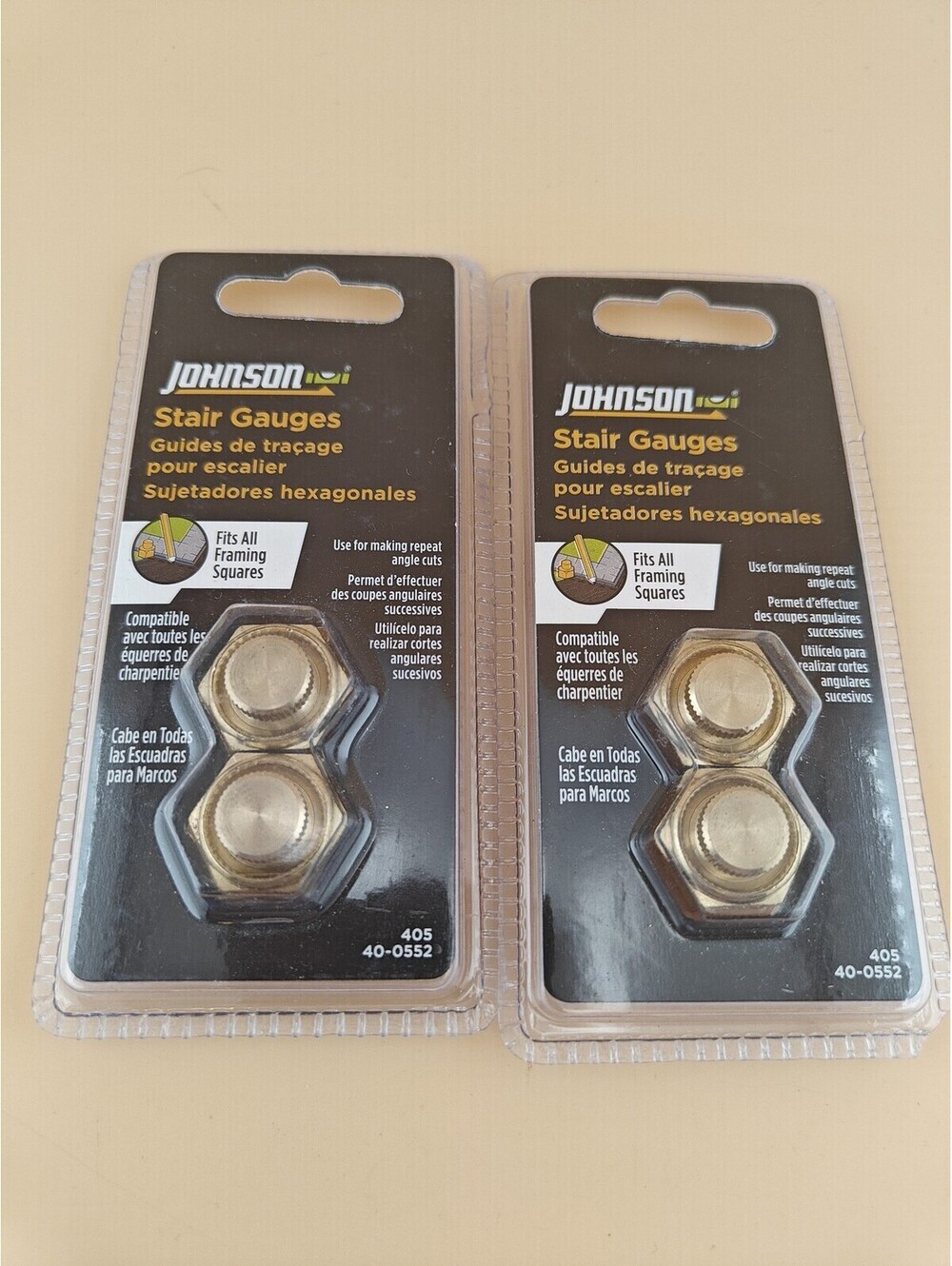 2 Packs Johnson Level 405 Stair & Rafter Gauge Clamps Set of 4